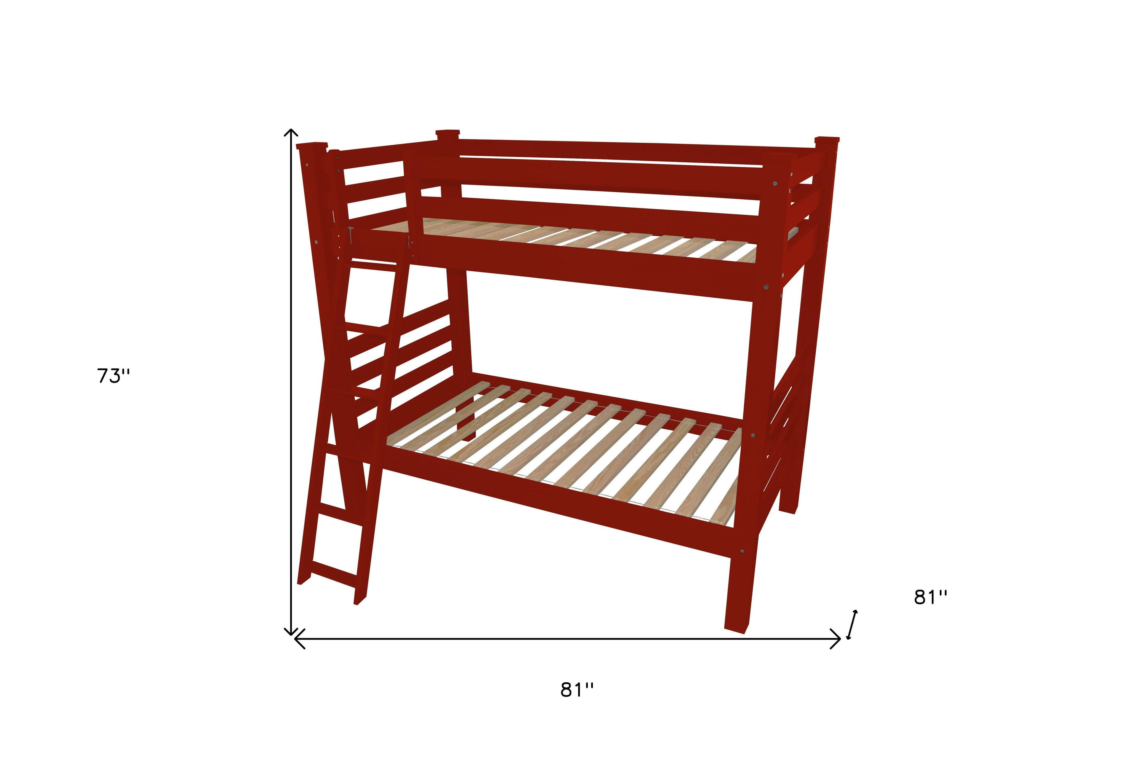 Red Full Traditional Solid Wood Bunk Bed