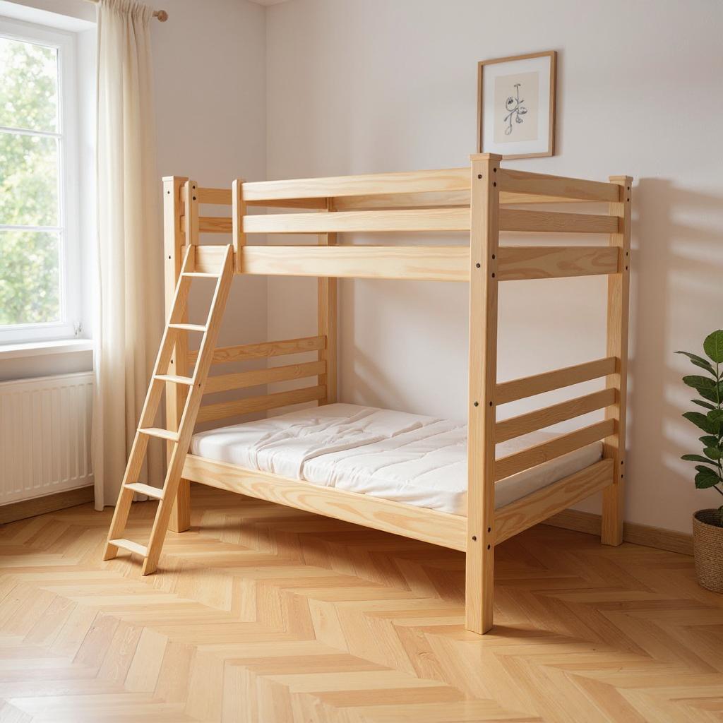 Natural Full Over Full Solid Wood Bunk Bed