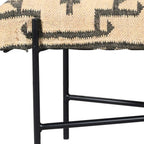 48" Cream and Black Cotton Blend Upholstered Southwest Bench