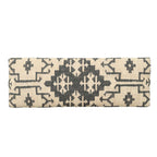 48" Cream and Black Cotton Blend Upholstered Southwest Bench