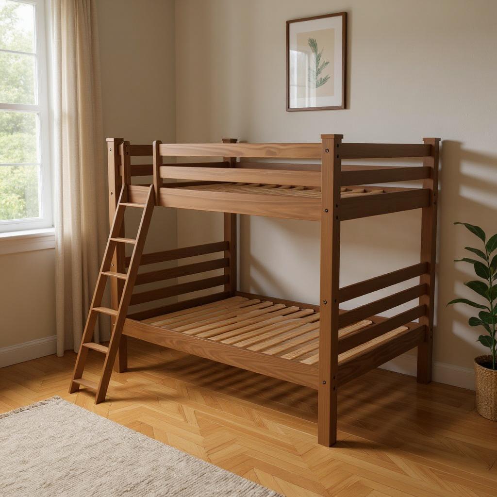 Red Queen Over Queen Solid Wood Bunk Bed