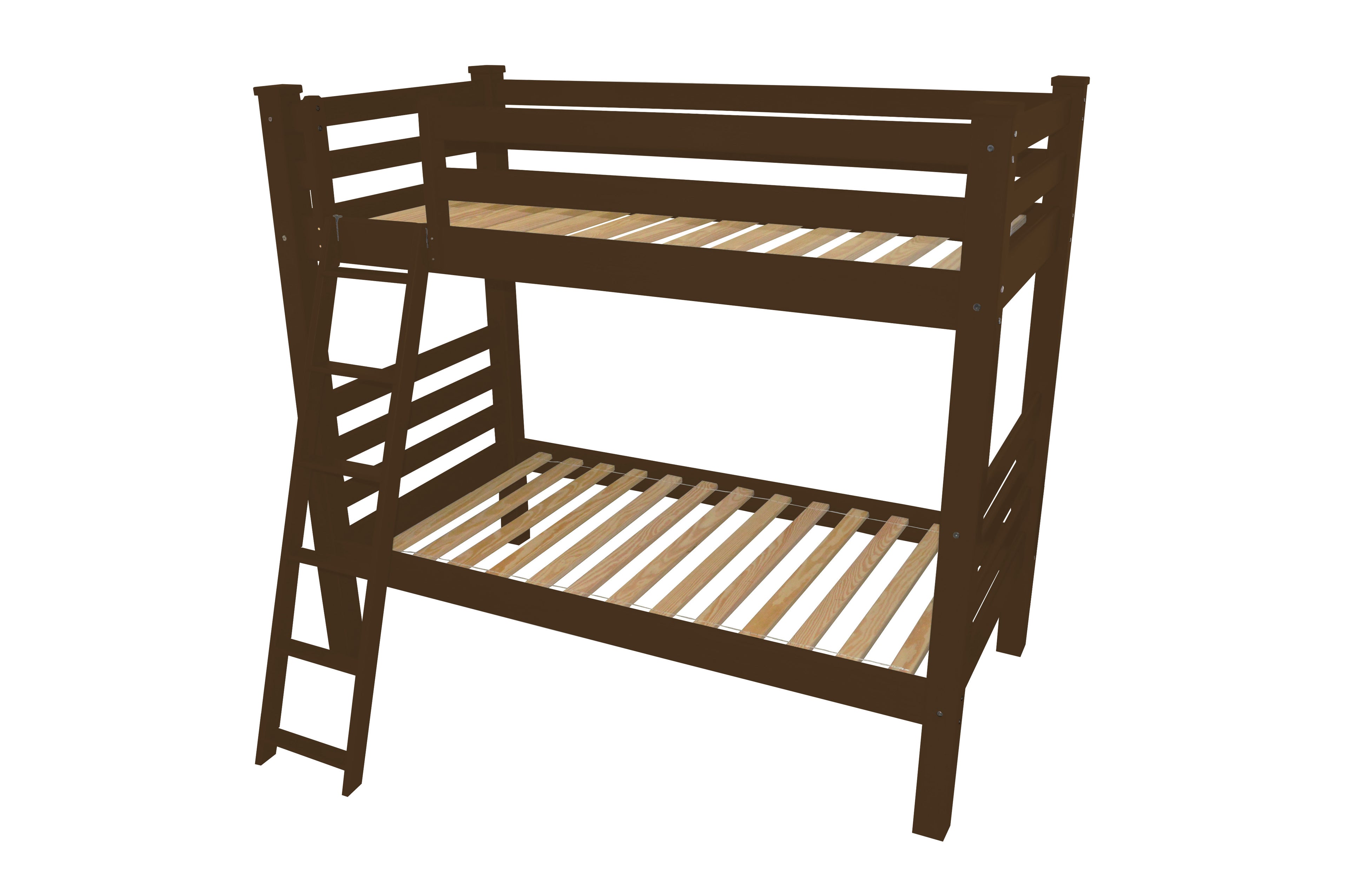Brown Queen Traditional Solid Wood Bunk Bed