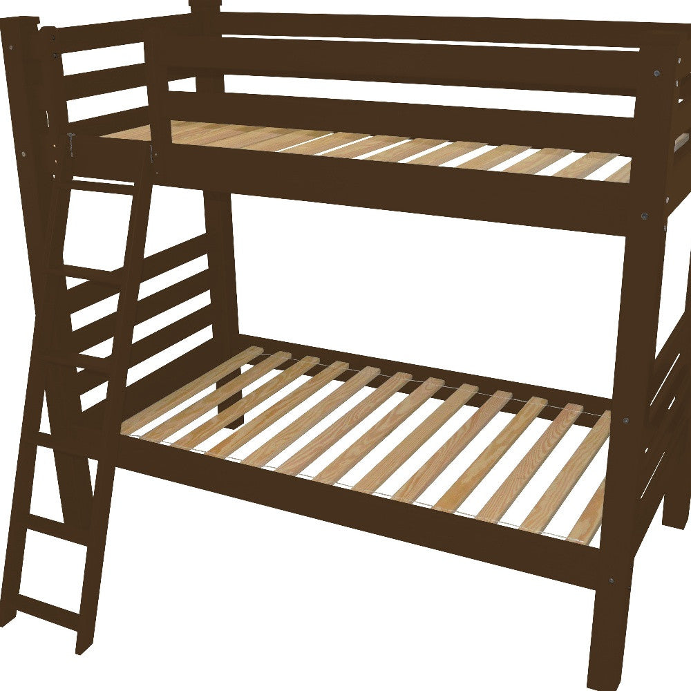 Brown Queen Traditional Solid Wood Bunk Bed