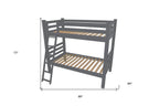Gray Queen Traditional Solid Wood Bunk Bed