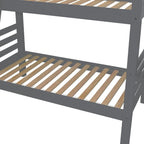 Gray Queen Traditional Solid Wood Bunk Bed