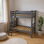 Gray Queen Traditional Solid Wood Bunk Bed
