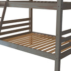 Gray Queen Over Queen Solid Wood Bunk Bed