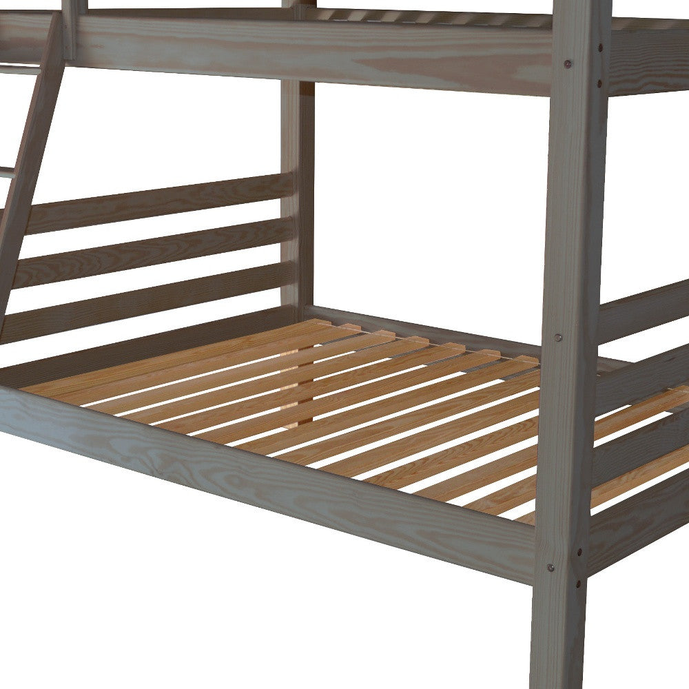 Gray Queen Over Queen Solid Wood Bunk Bed