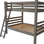 Gray Queen Over Queen Solid Wood Bunk Bed