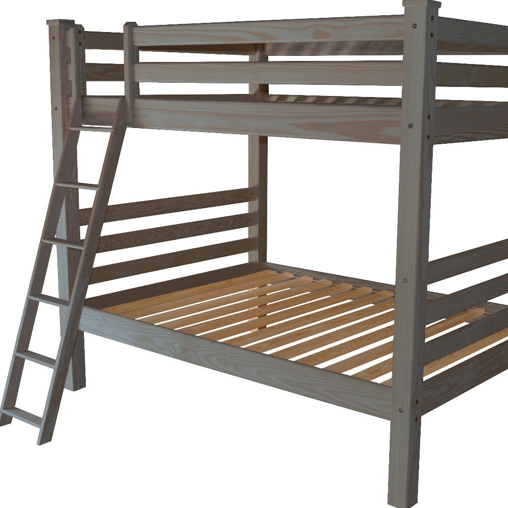 Gray Queen Over Queen Solid Wood Bunk Bed