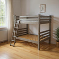 Gray Queen Over Queen Solid Wood Bunk Bed