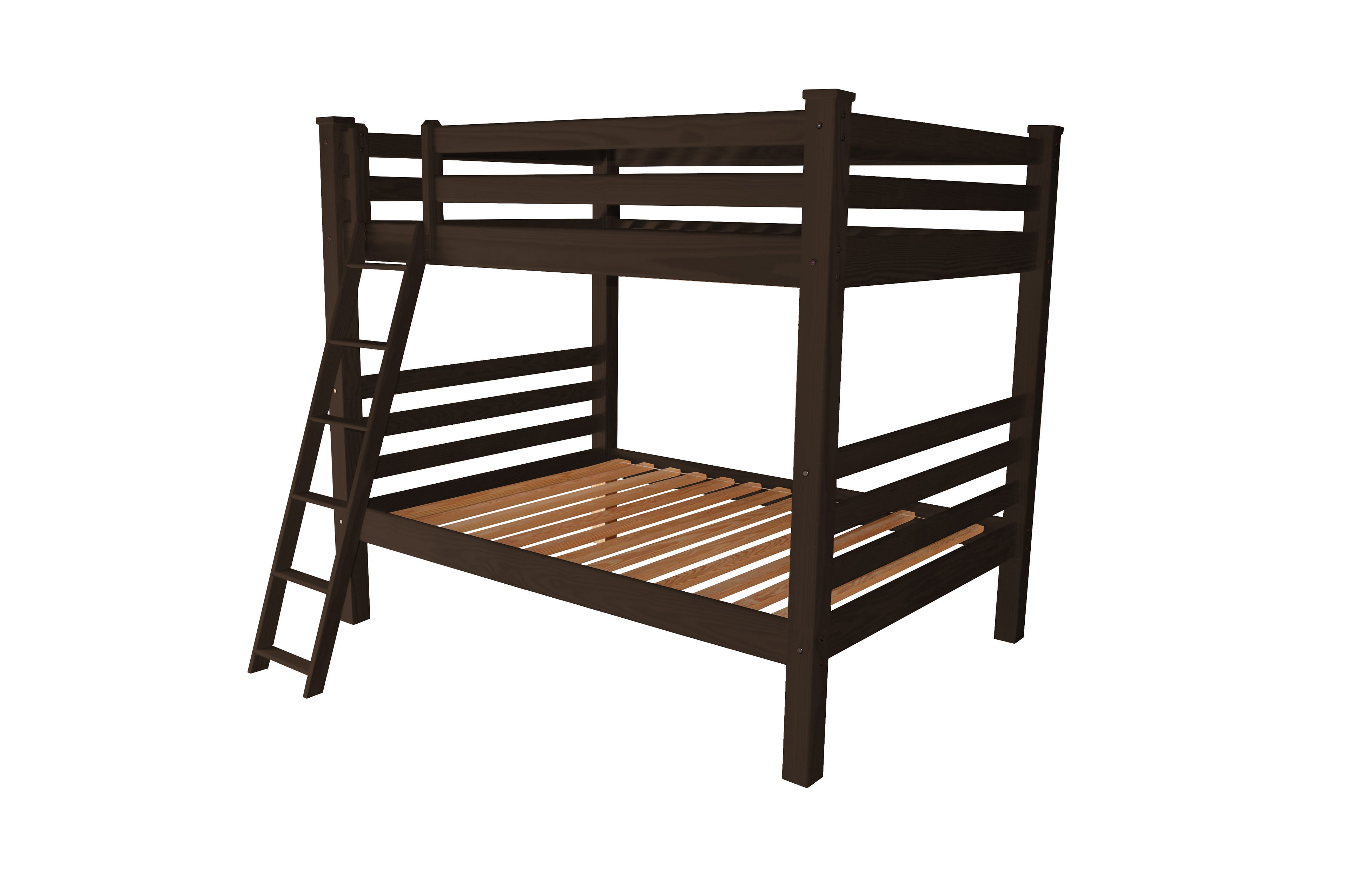Brown Queen Over Queen Solid Wood Bunk Bed