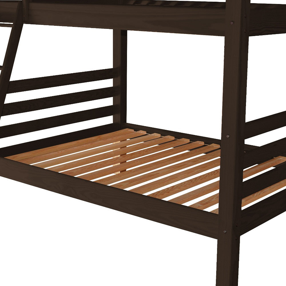 Brown Queen Over Queen Solid Wood Bunk Bed