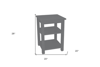 28" Gray Solid Wood Nightstand