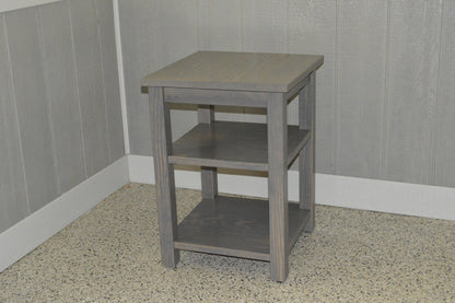 28" Gray Solid Wood Nightstand