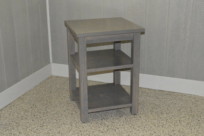 28" Gray Solid Wood Nightstand