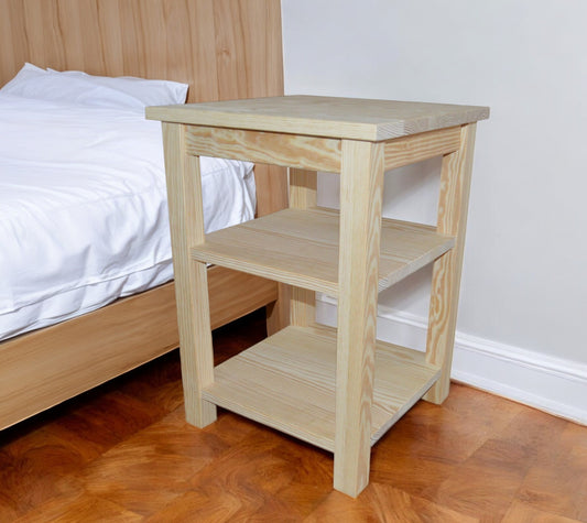 28" Tan Solid Wood Nightstand
