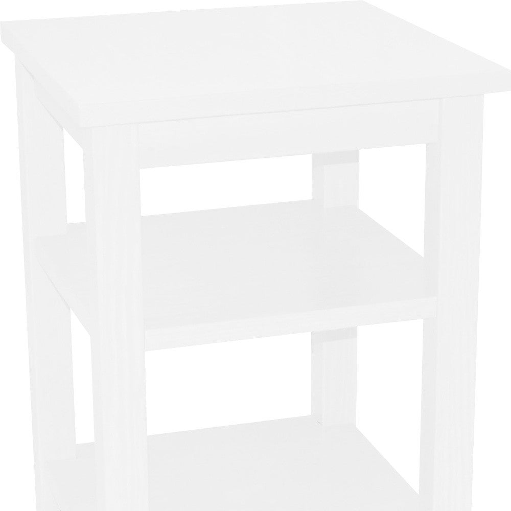 28" White Solid Wood Nightstand