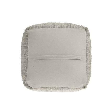 18" Gray and Natural Cotton And Jute Cube Pouf Ottoman