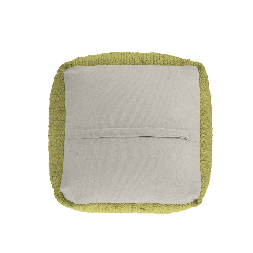 18" Citron and Natural Cotton And Jute Cube Pouf Ottoman