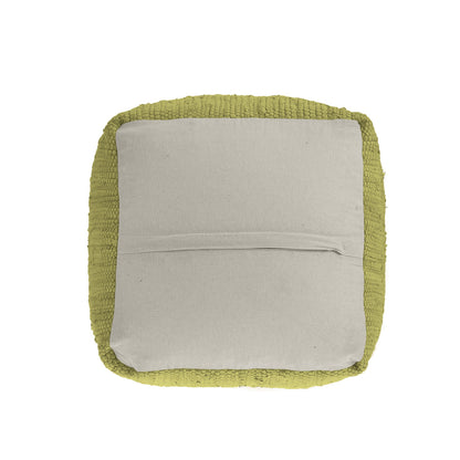 18" Citron and Natural Cotton And Jute Cube Pouf Ottoman