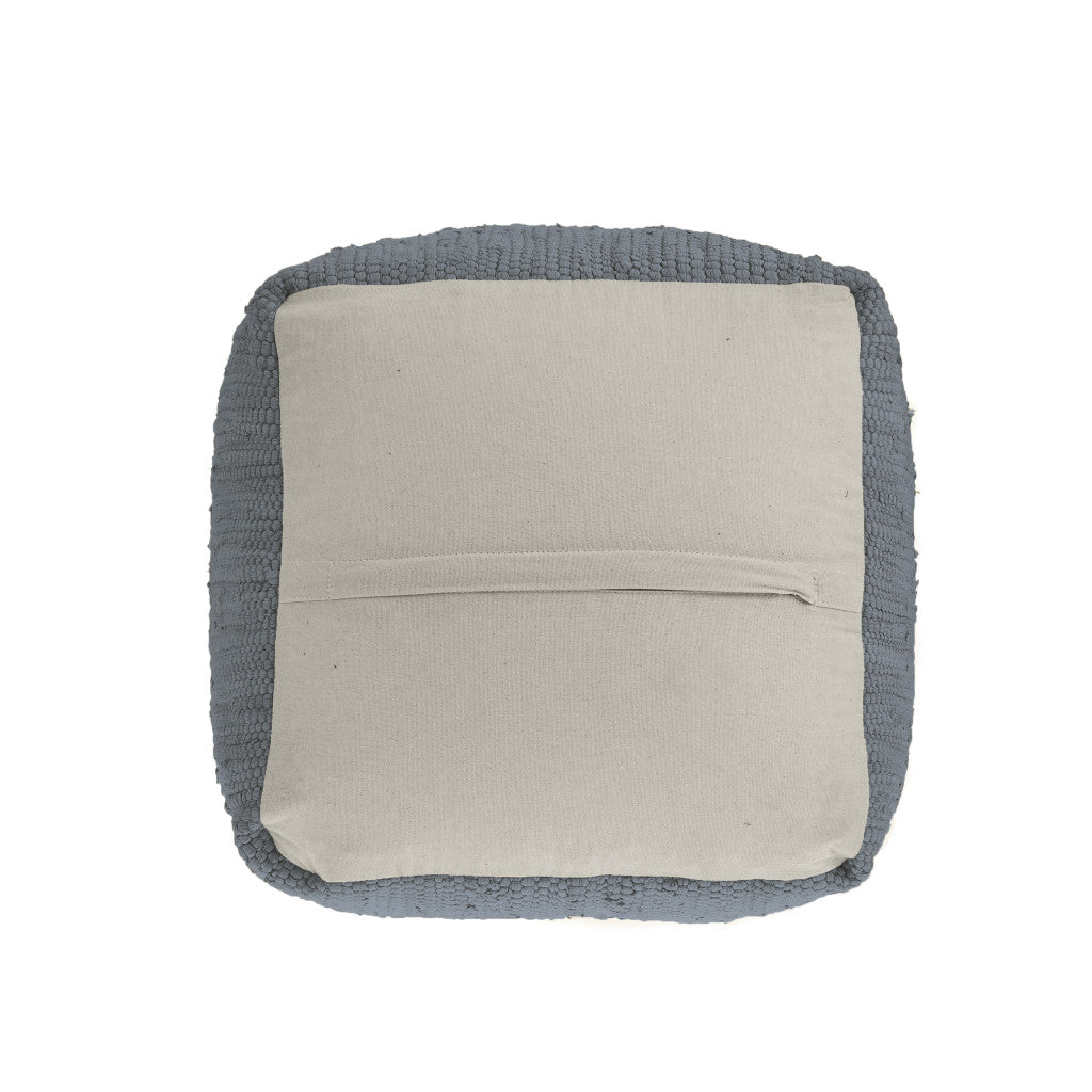 18" Dark Gray And Natural Cotton And Jute Cube Pouf Ottoman