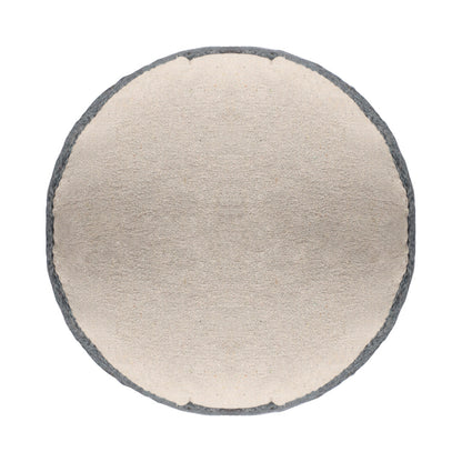 18" Natural And Gray Jute Blend Cylinder Striped Pouf Ottoman