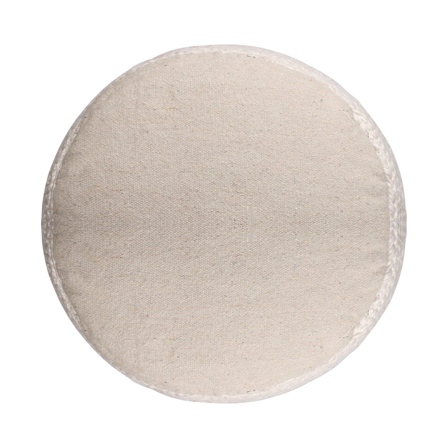 18" Off White And Navy Blue Jute Blend Cylinder Striped Pouf Ottoman