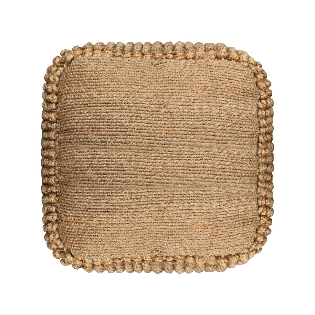 18" Natural Jute Blend Cube Pouf Ottoman
