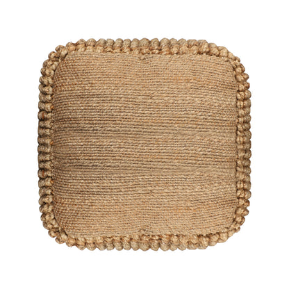18" Natural Jute Blend Cube Pouf Ottoman