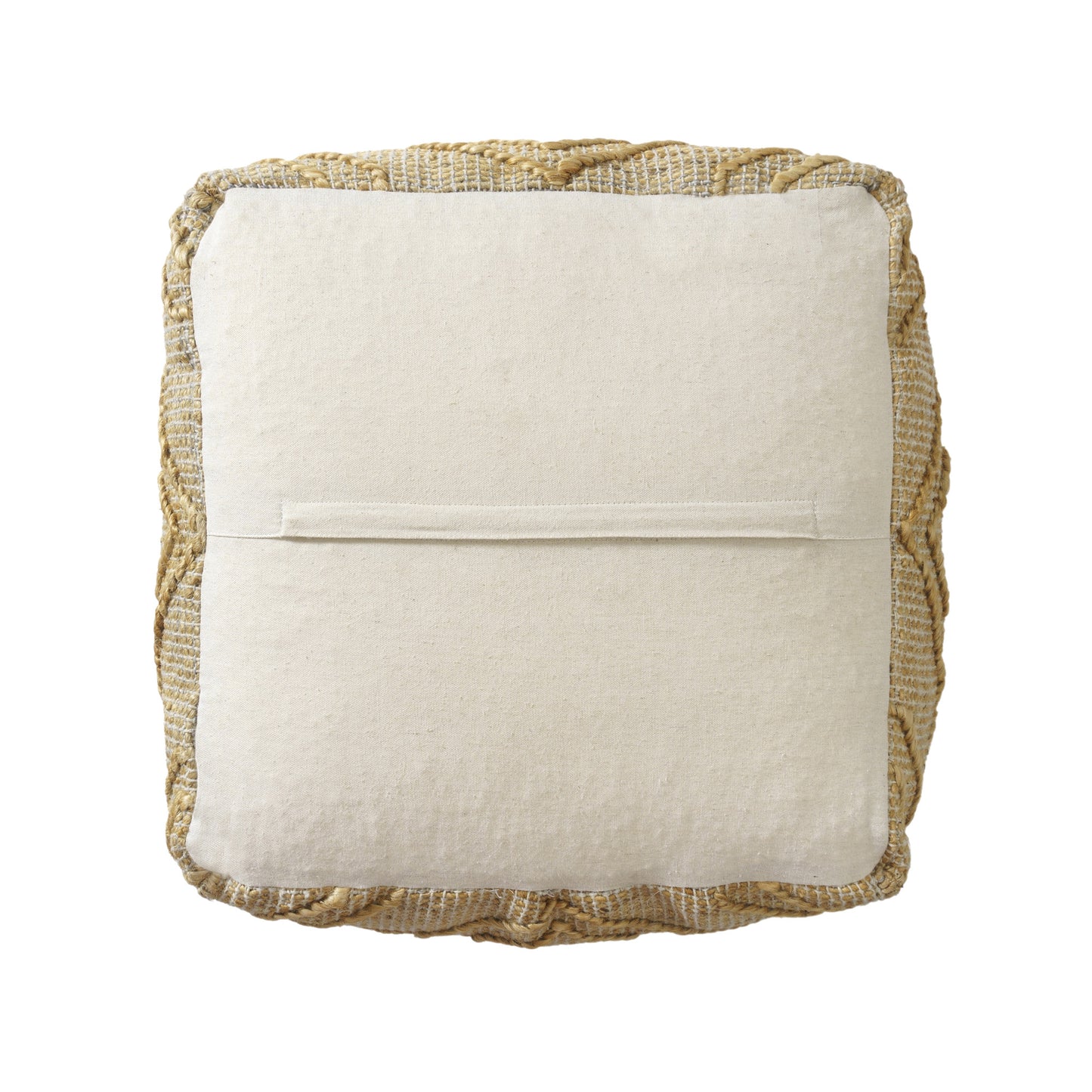 18" Natural Jute Blend Cube Quatrefoil Pouf Ottoman