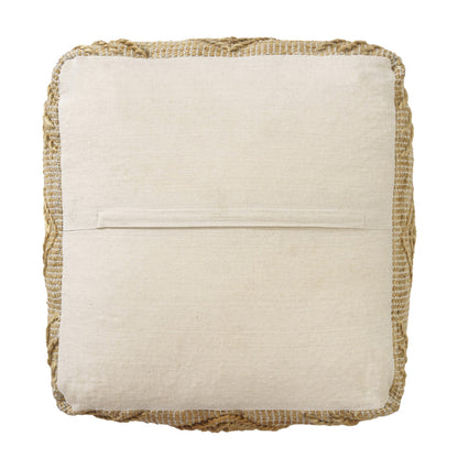 18" Natural Jute Blend Cube Geometric Pouf Ottoman