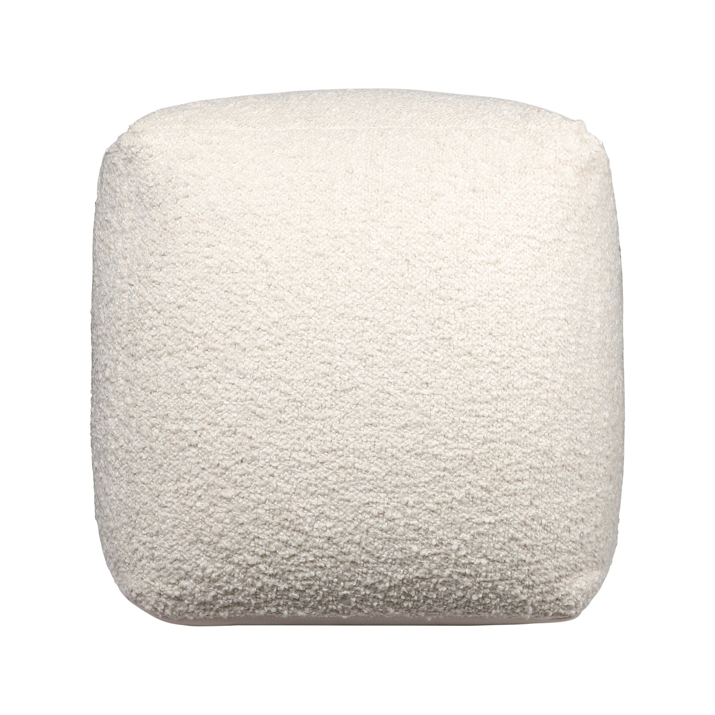 18" Ivory Polyester Cube Outdoor Pouf Ottoman