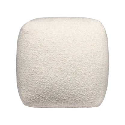 18" Ivory Polyester Cube Outdoor Pouf Ottoman