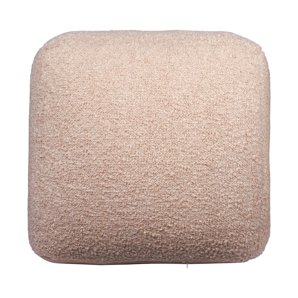 18" Taupe Polyester Cube Outdoor Pouf Ottoman