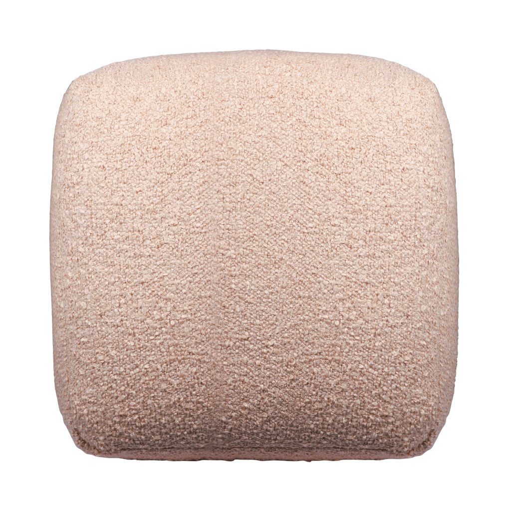 18" Taupe Polyester Cube Outdoor Pouf Ottoman