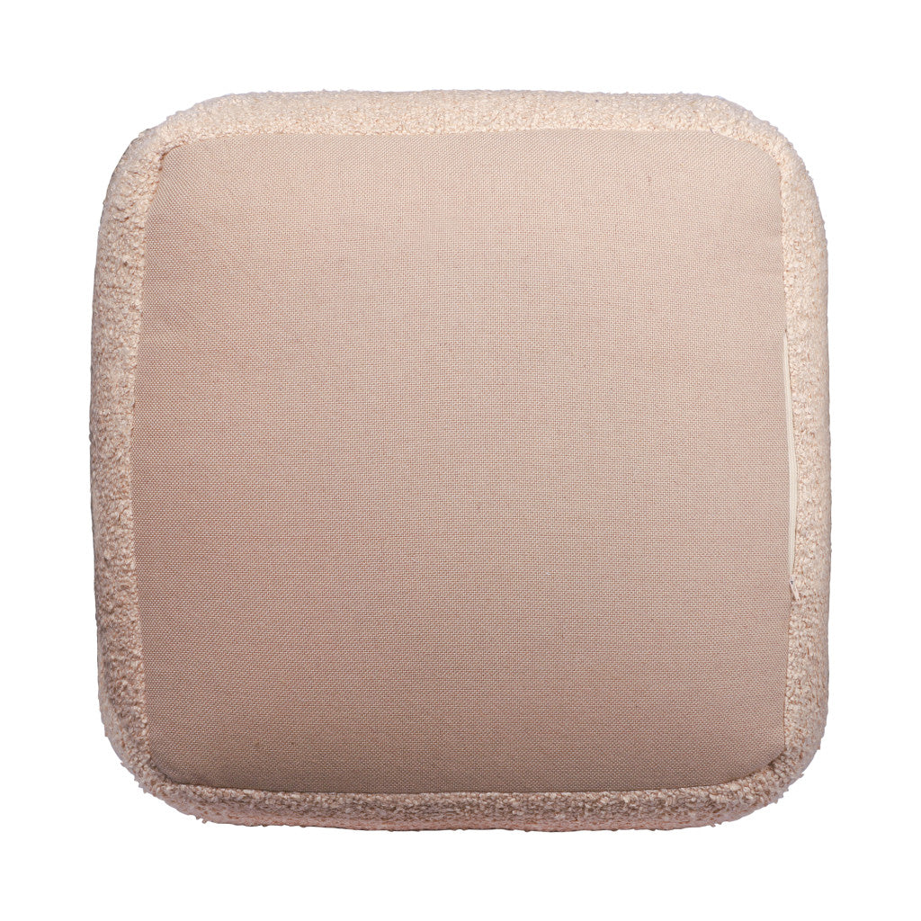 18" Taupe Polyester Cube Outdoor Pouf Ottoman