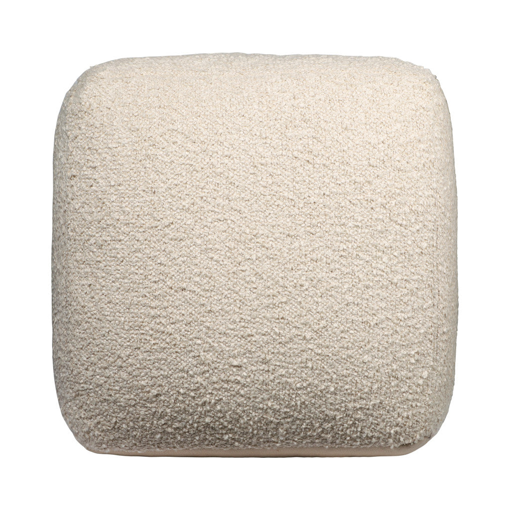 18" Beige Polyester Cube Outdoor Pouf Ottoman
