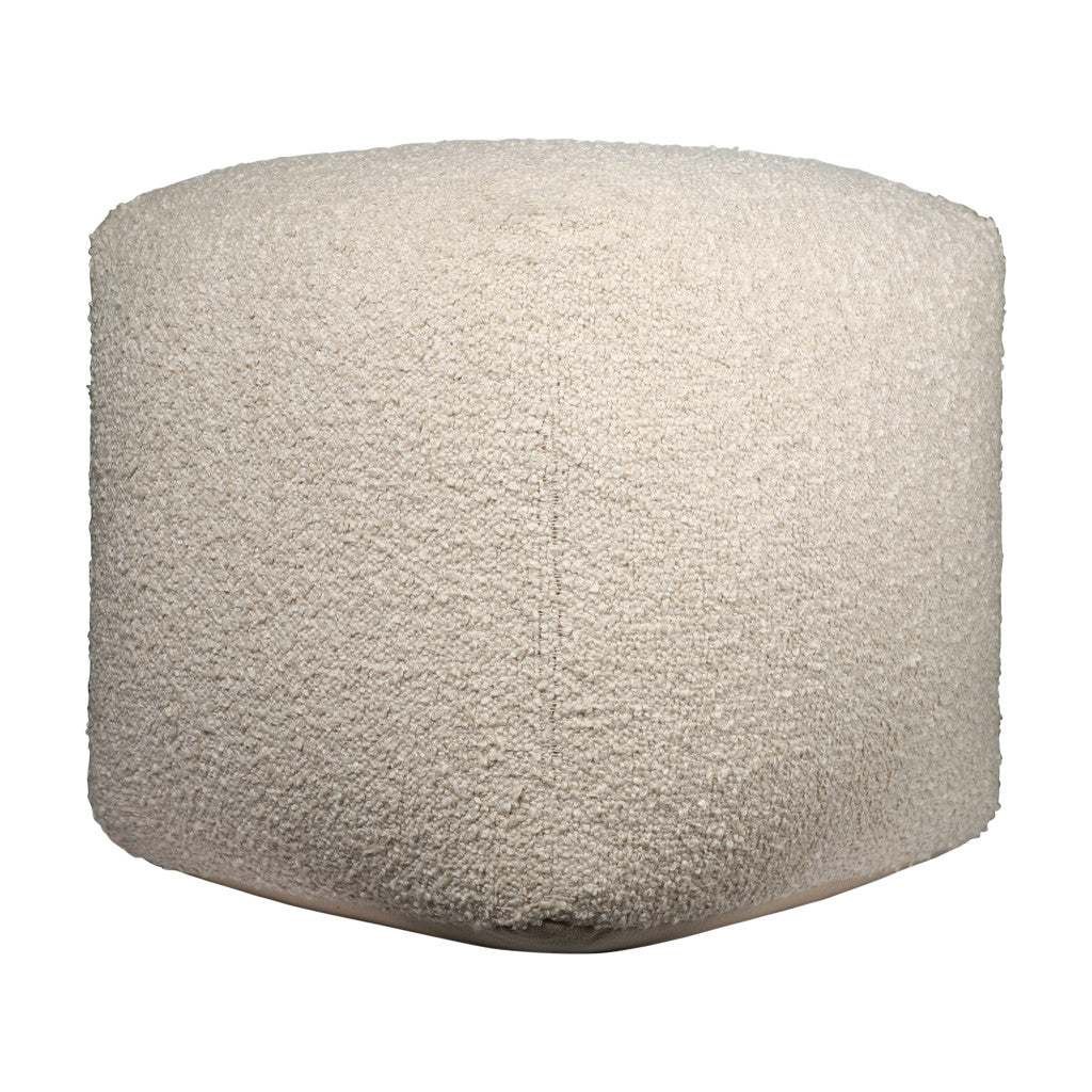 18" Beige Polyester Cube Outdoor Pouf Ottoman