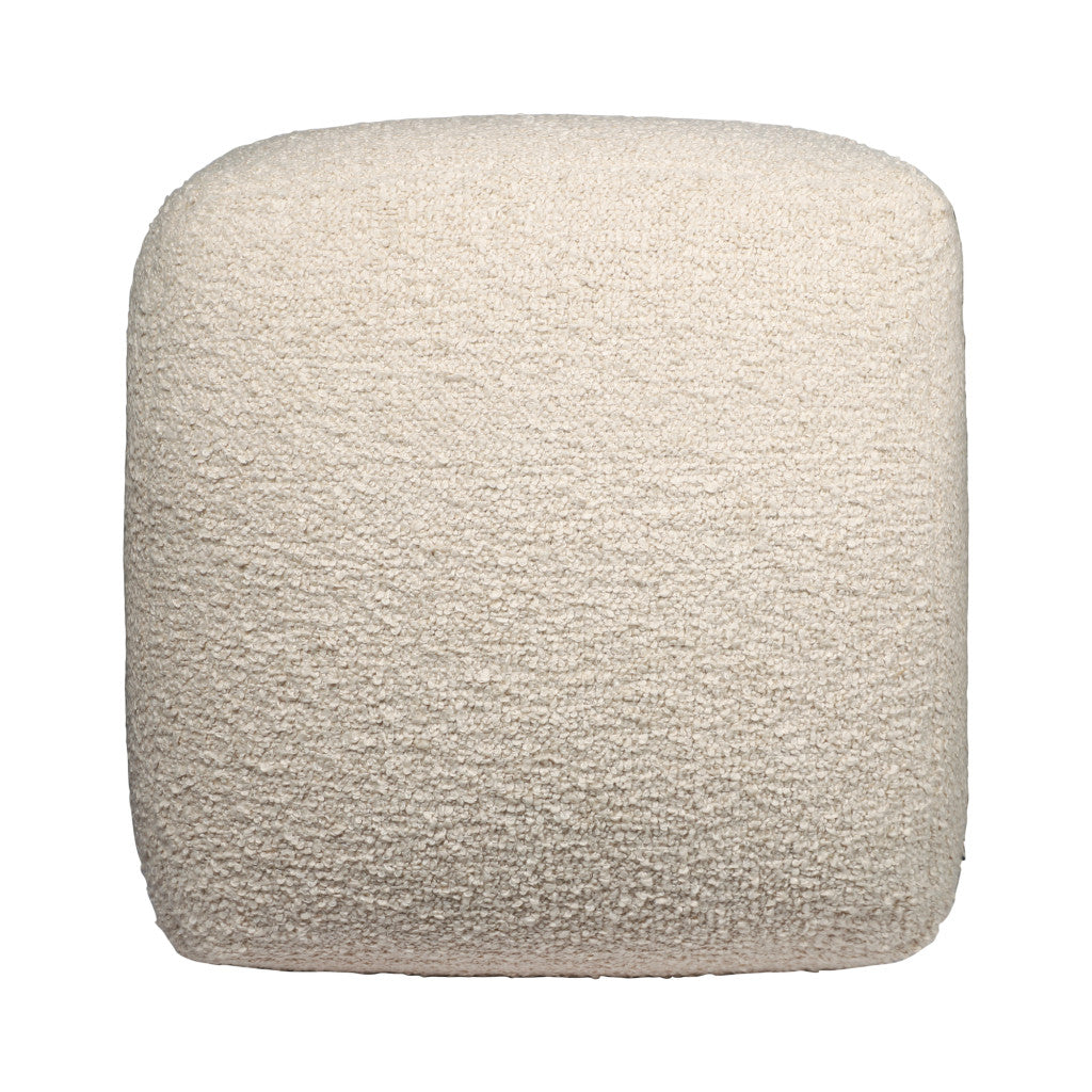 18" Beige Polyester Cube Outdoor Pouf Ottoman