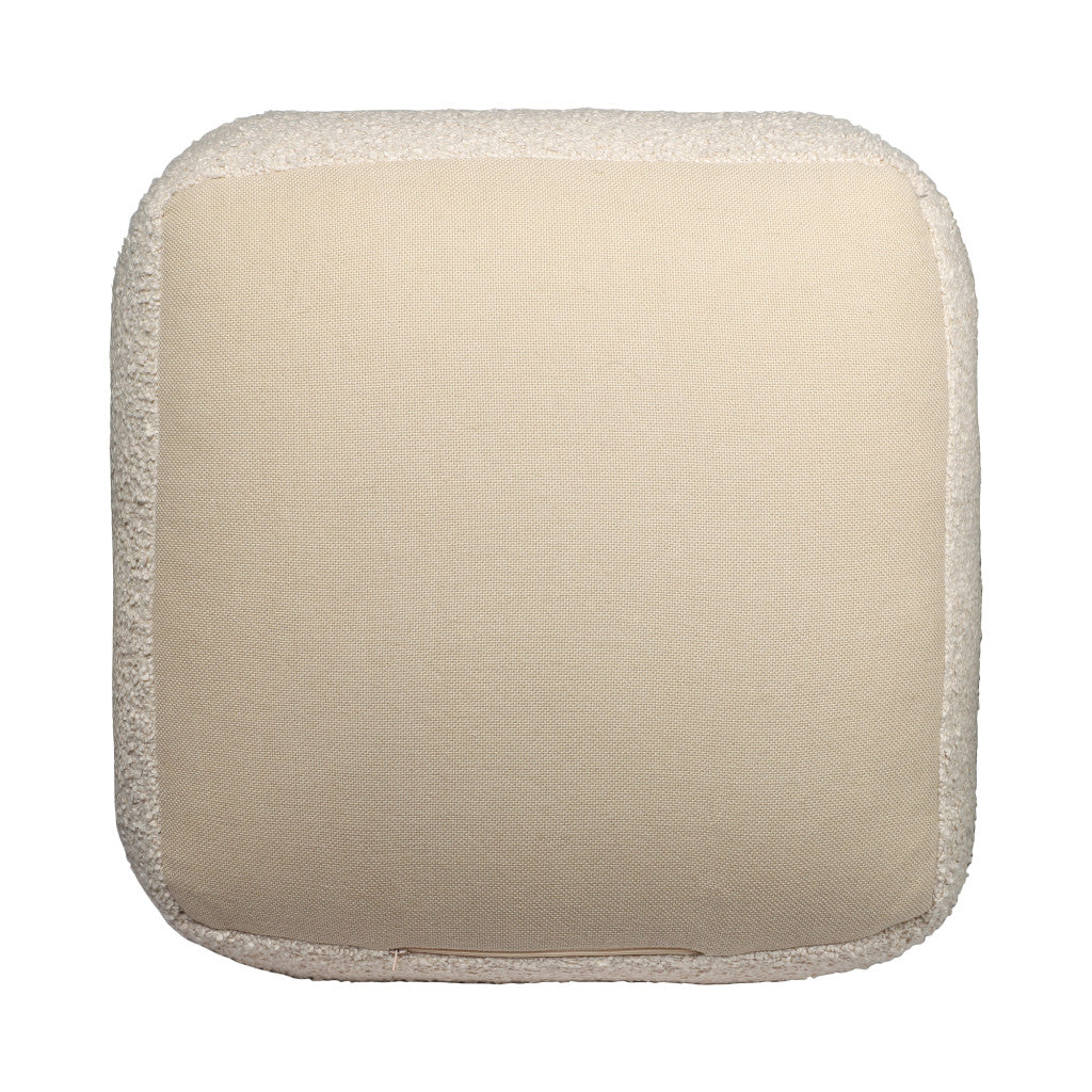 18" Beige Polyester Cube Outdoor Pouf Ottoman