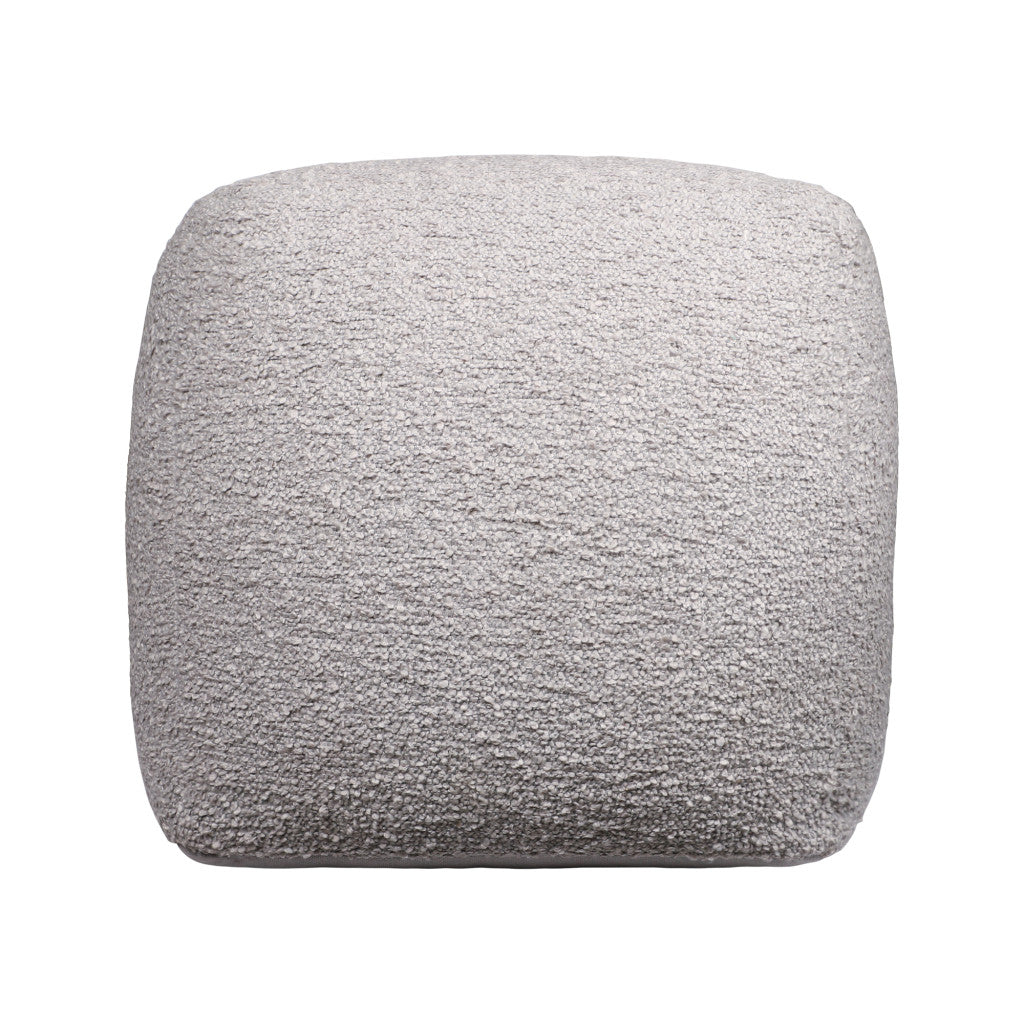 18" Gray Polyester Cube Outdoor Pouf Ottoman