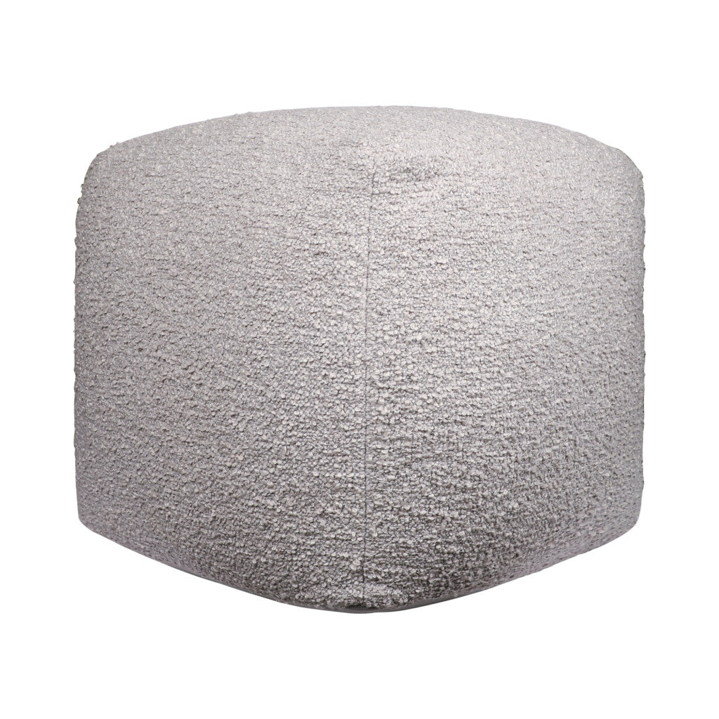 18" Gray Polyester Cube Outdoor Pouf Ottoman