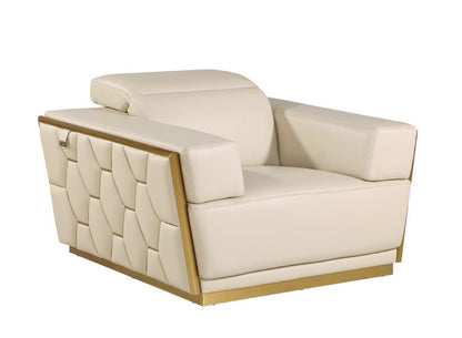 47" Beige and Gold Italian Leather Club Chair
