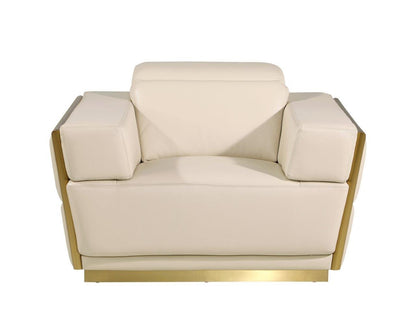 47" Beige and Gold Italian Leather Club Chair