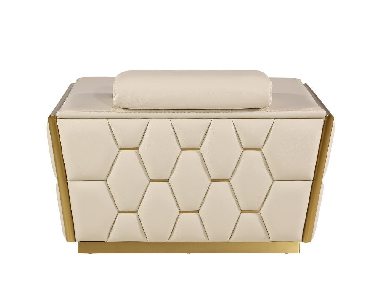 47" Beige and Gold Italian Leather Club Chair