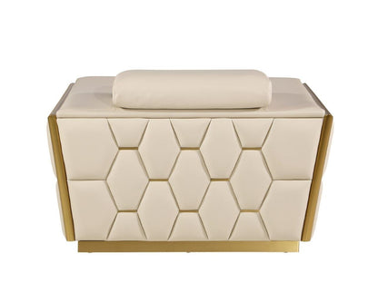 47" Beige and Gold Italian Leather Club Chair