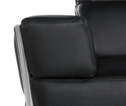 47" Black and Silver Italian Leather Club Chair