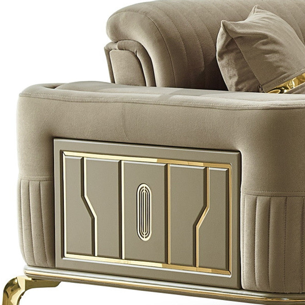 Four Piece Beige Linen Eight Person Seating Set