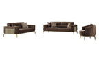 Four Piece Brown Linen Eight Person Seating Set
